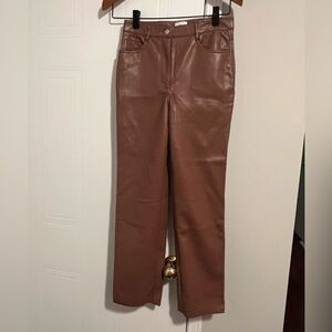 Wilfred Brown Vegan Leather Straight Leg Pants size 4
